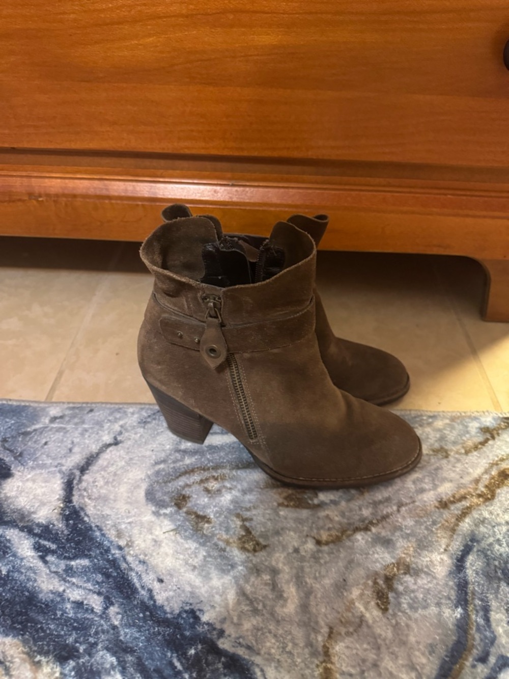 Paul Green Brown Suede Ankle Booties with Side Zip
